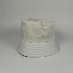 Prada White Nylon Logo Bucket Hat Size M