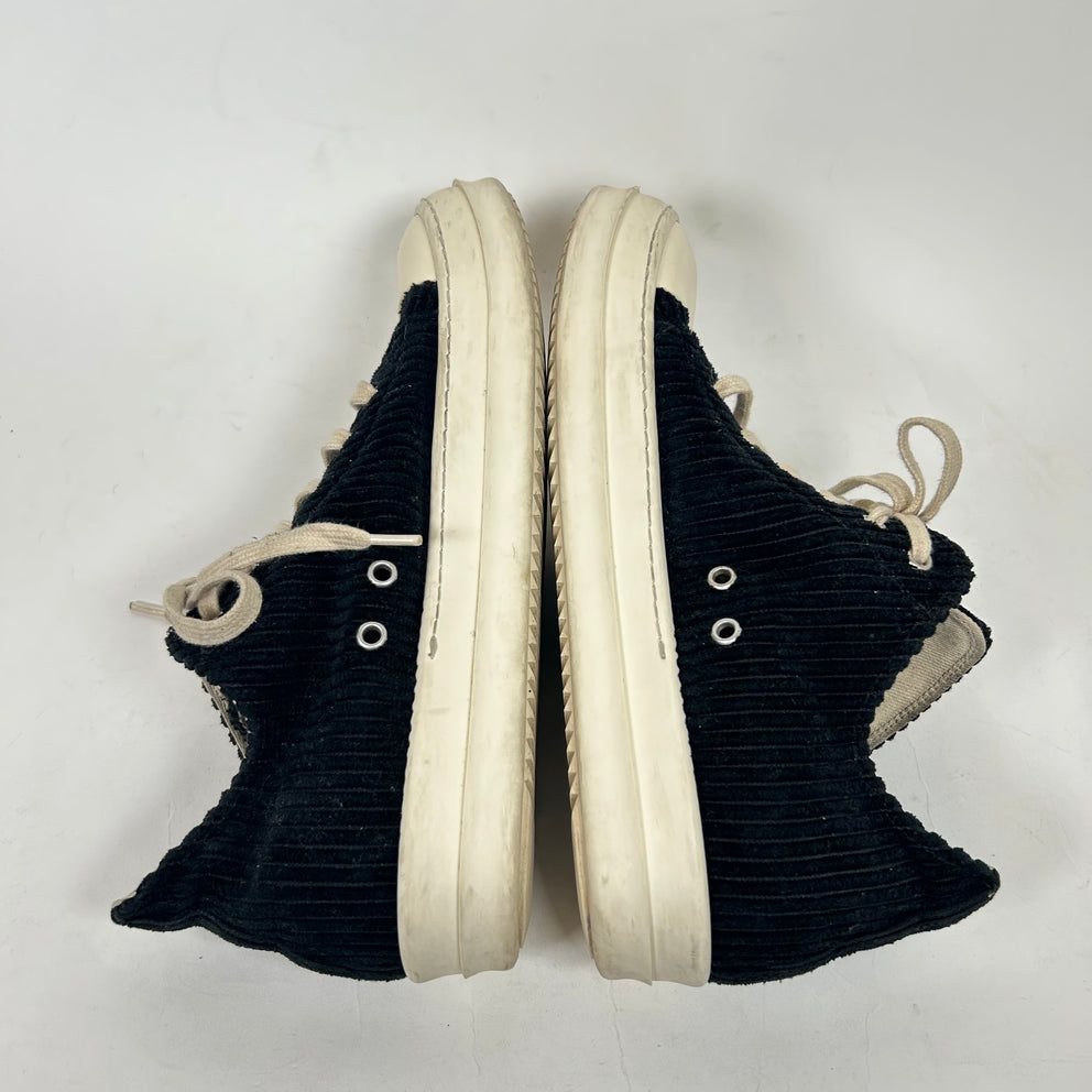 Rick Owens DrkShdw Black Corduroy Low Top Ramones Size 41