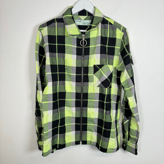 Off-White Green Skull Flame Flannel Shirt Size XS