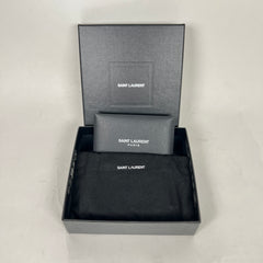 Saint Laurent Black Grain Leather Card Holder With Clip
