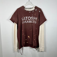 Satoshi Nakamoto Red Distressed Luke Thermal T-Shirt Size L