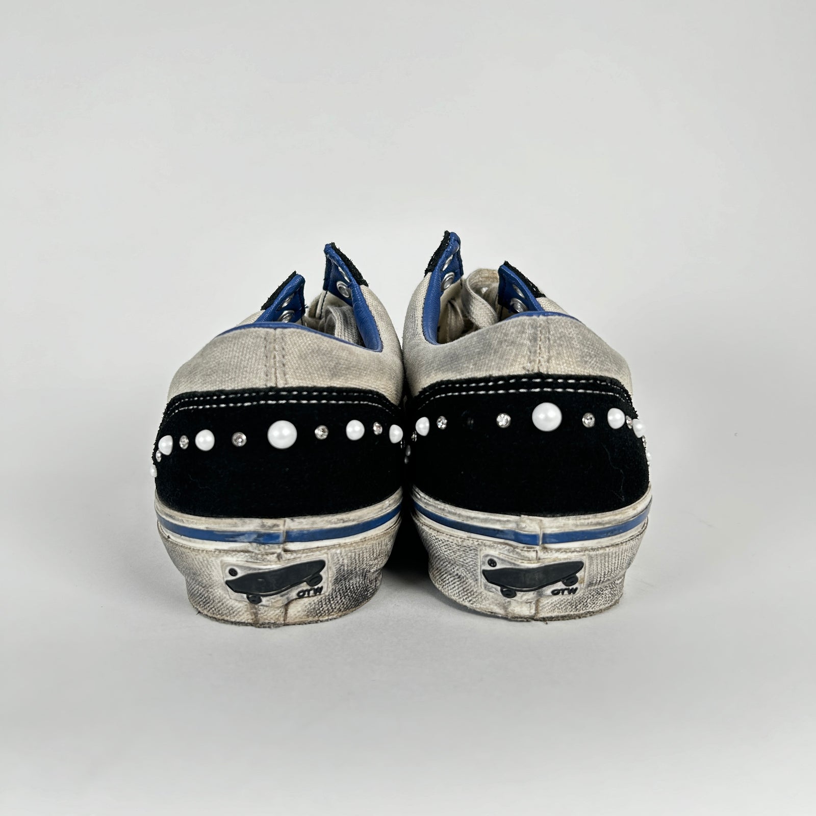 Vans White/Black OTW Skool 36 Studded Low-Tops Size 10.5