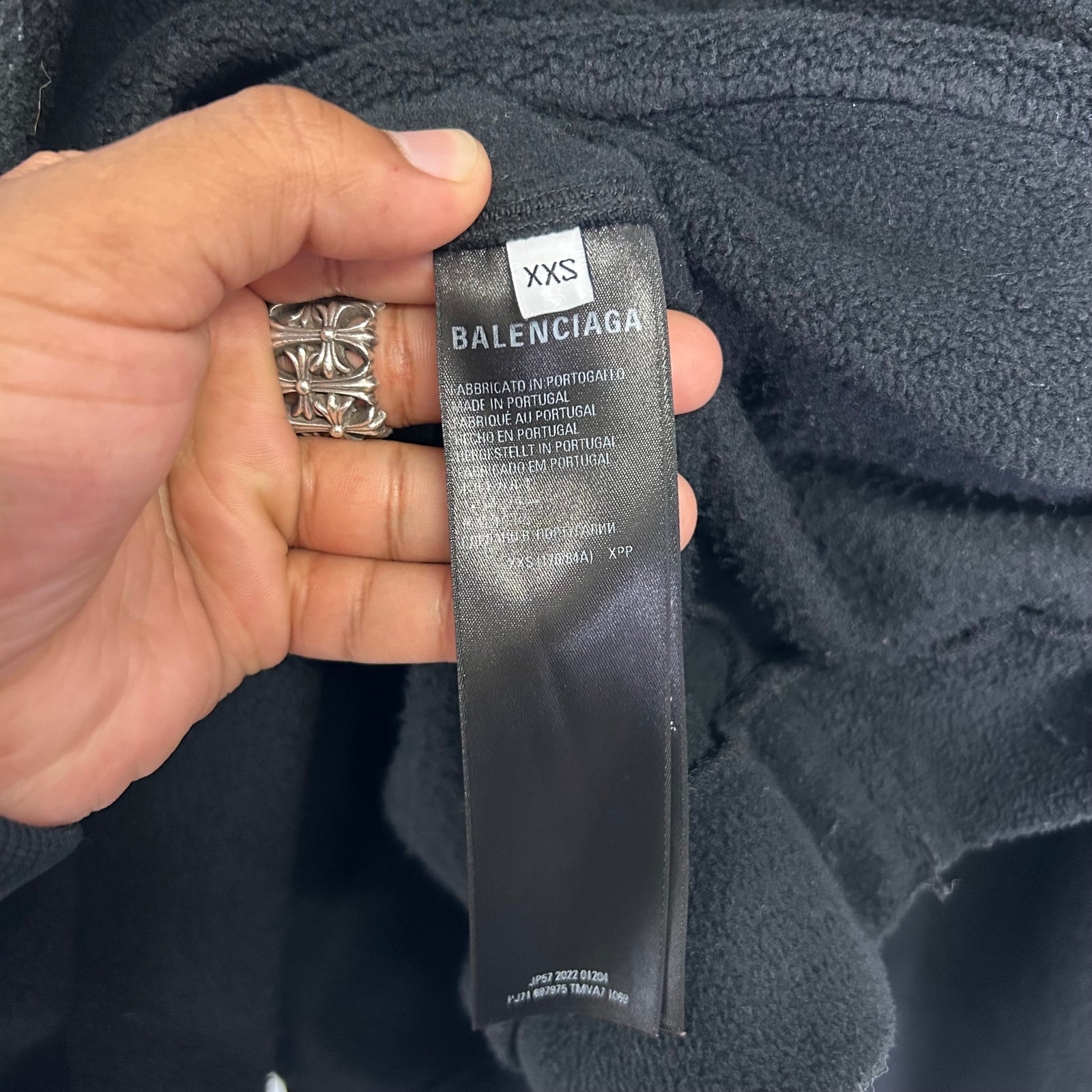 Balenciaga Black 3B Sport Icon Oversized Fleece Crewneck Size XXS
