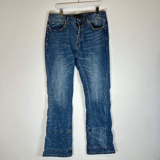 Who Decides War Blue Cinched Studded Denim Jeans Size 36