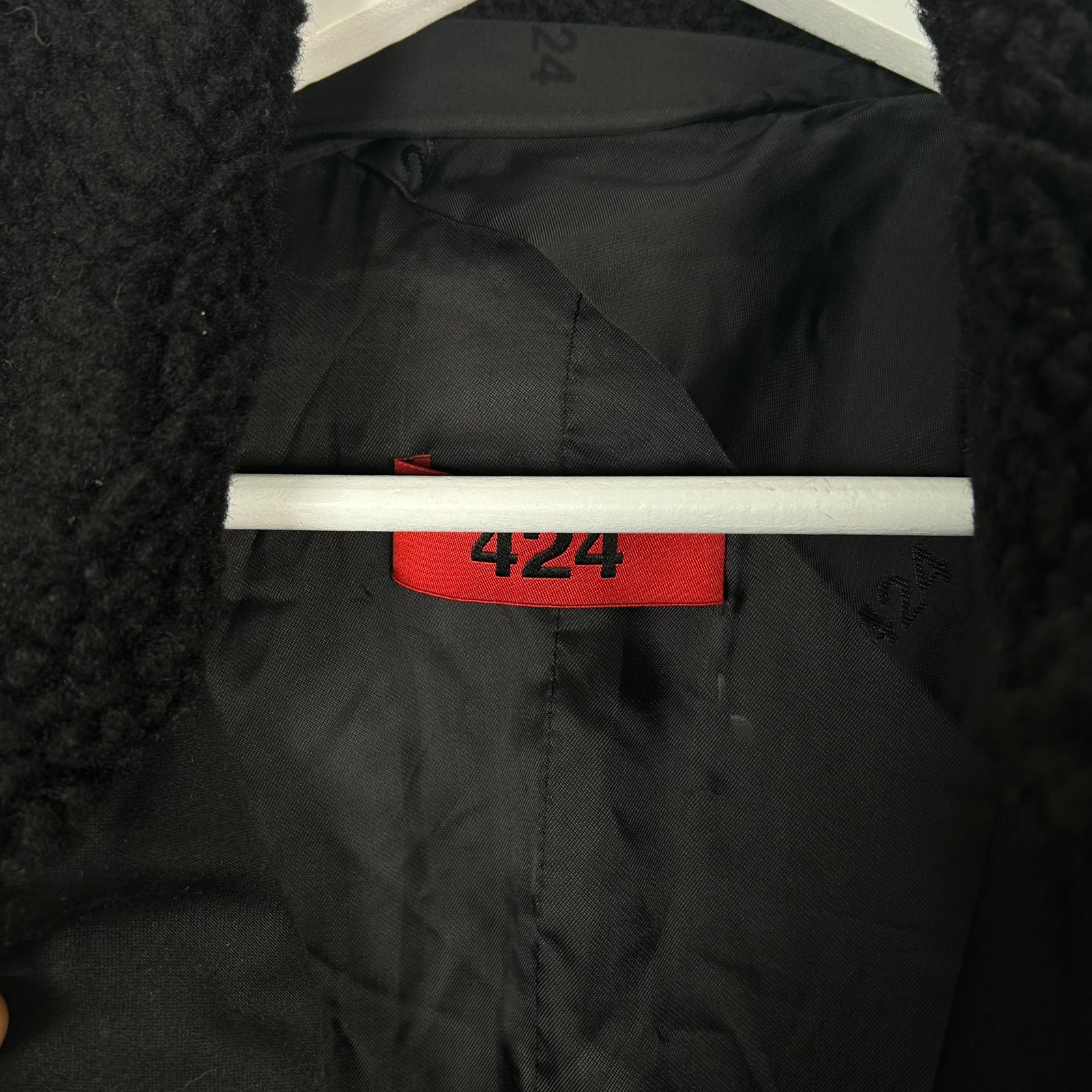 424 Black Wool Zip-Up Trech-Coat Size 48