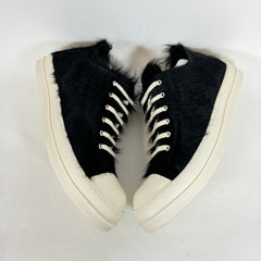 Rick Owens Black Pony Hair Low Ramones Size 47
