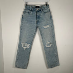 Amiri Light Wash Distressed Straight Jeans Size 27