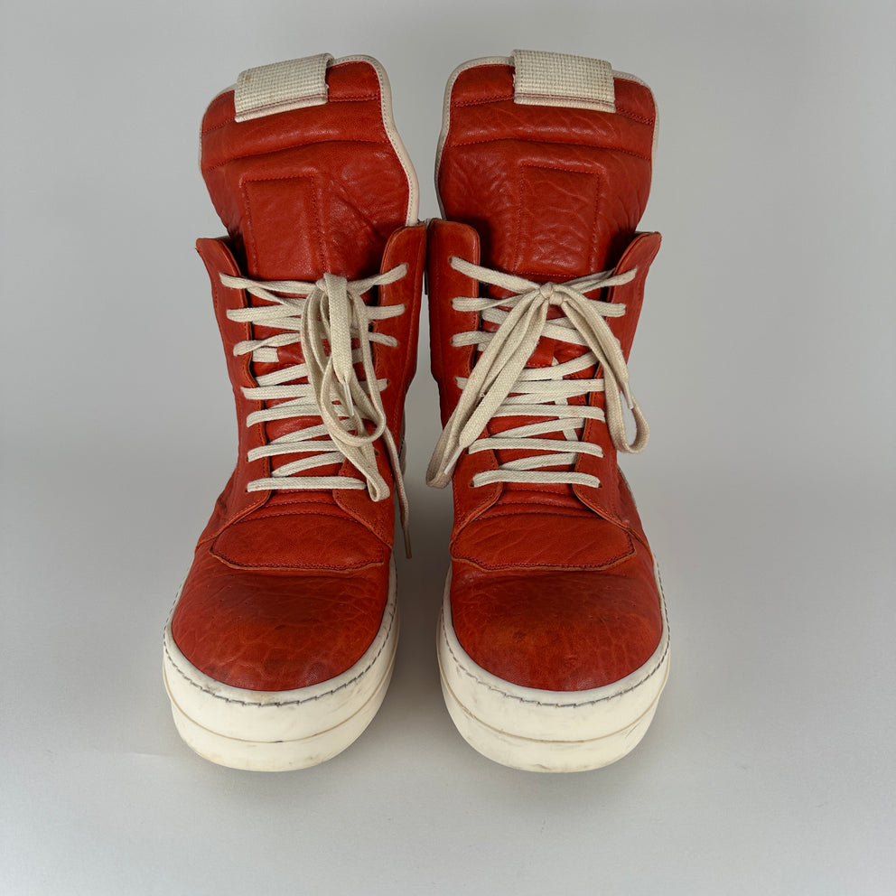 Rick Owens Orange Lamb Leather Geobaskets Size 41