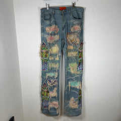 Who Decides War Distressed Stained Glass Window Pane Jeans
