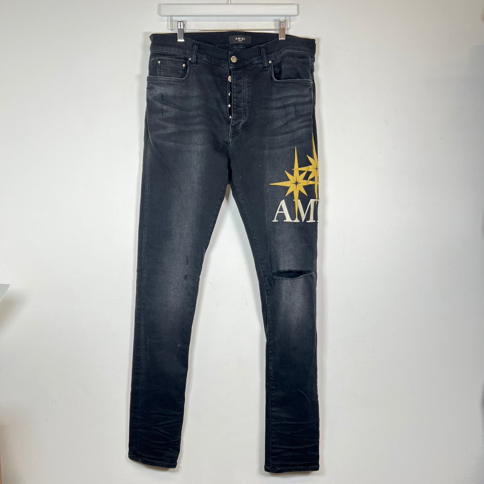 Amiri Black Starburst Applique Skinny Jeans Size 36
