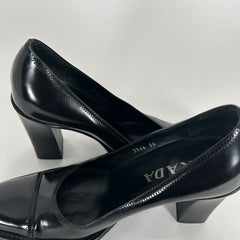 Prada Black Patent Leather Cap Toe Heels Size 36