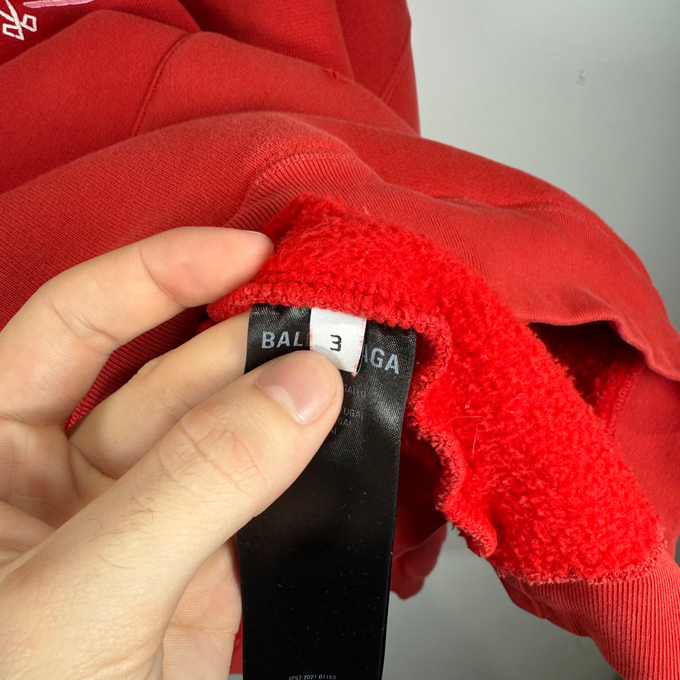 Balenciaga Red/Pink Maison Hoodie Size 3