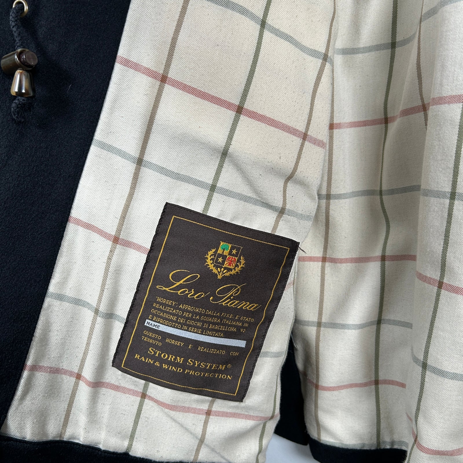 Loro Piana Black Cashmere 'Horsey' Jacket Size L