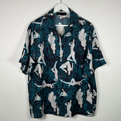 Amiri Lude Blue Silk Button Up Shirt Size L