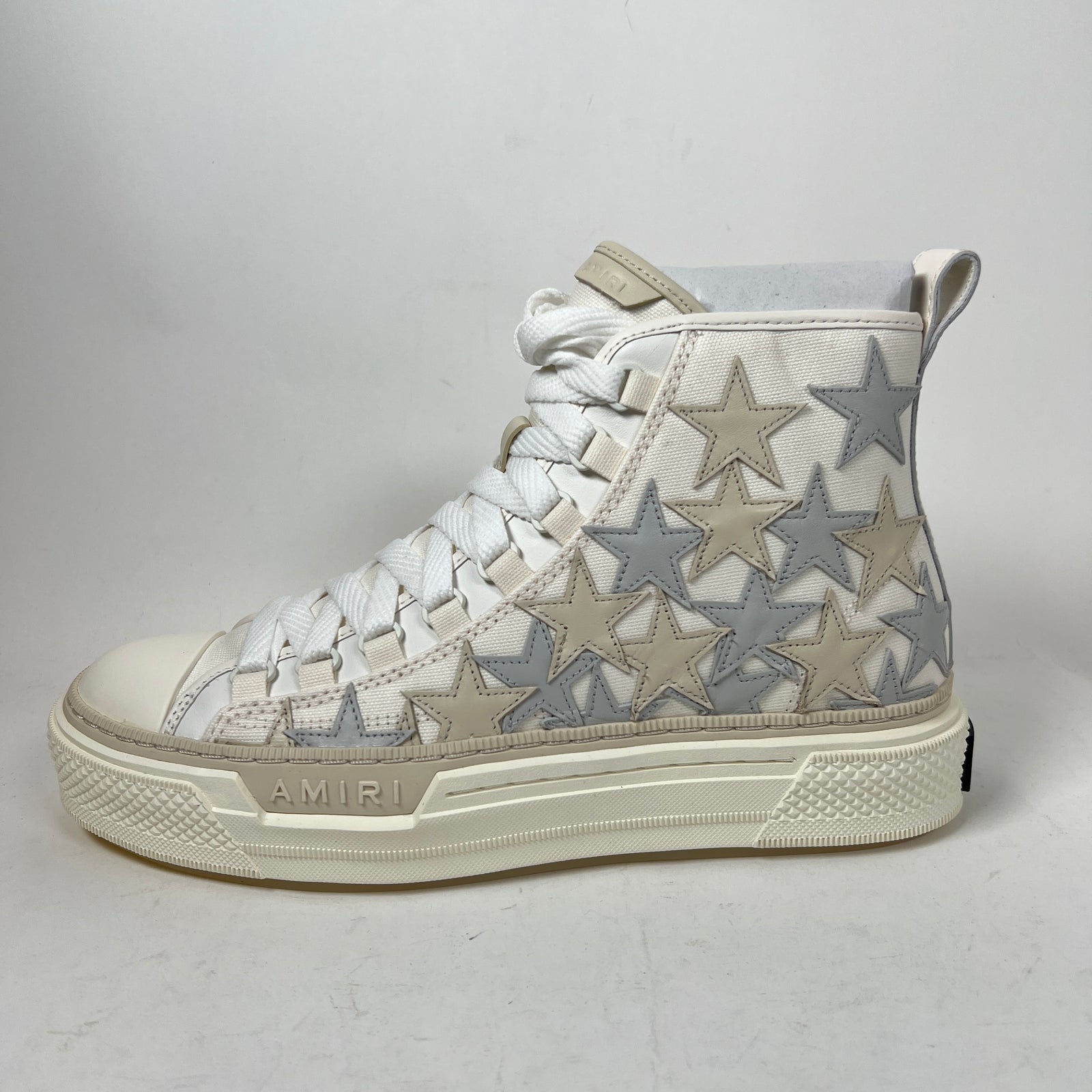 Amiri Grey/White Stars Court High-Top Sneaker Size 42