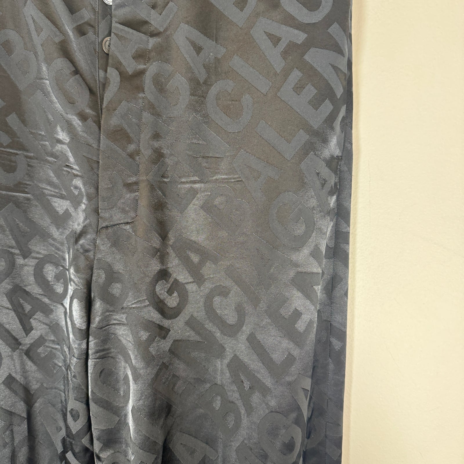 Balenciaga Black Satin AOP Suit Trousers Size XS