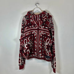 Amiri Red Bandana Polar Fleece Hoodie Size L