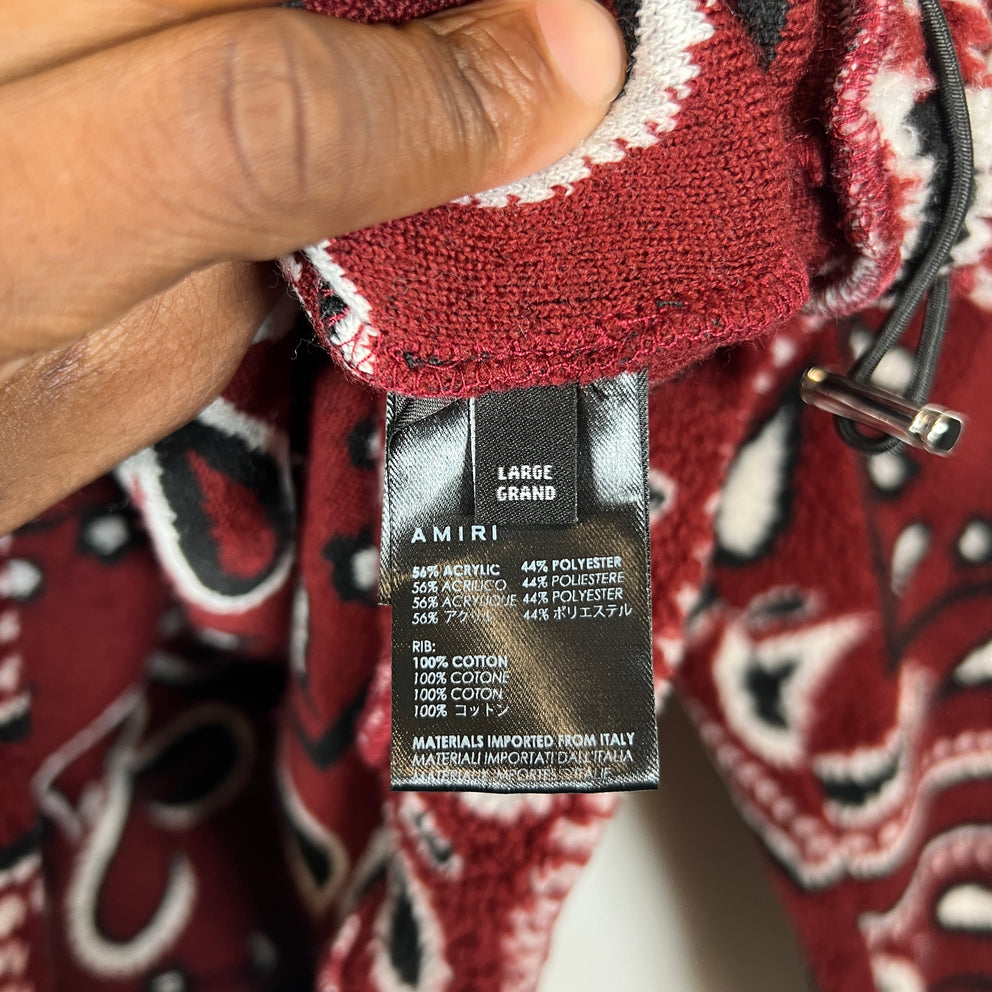 Amiri Red Bandana Polar Fleece Hoodie Size L