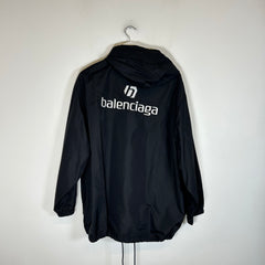 Balenciaga Black Logo Nylon Rain Jacket Size 34