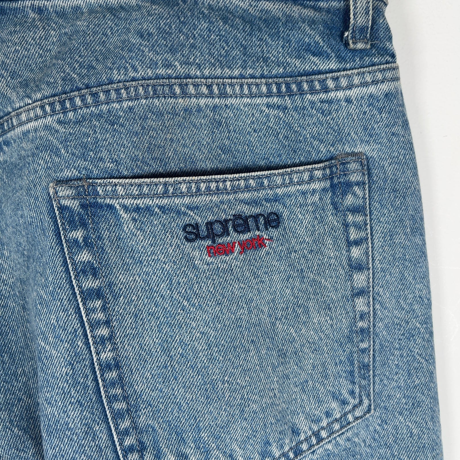 Supreme Embroidered 'New York' Denim Shorts