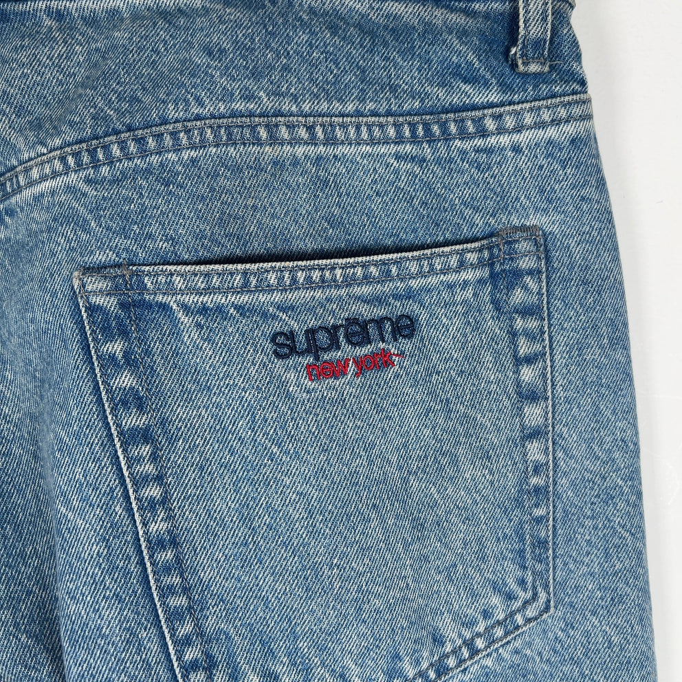 Supreme Embroidered 'New York' Denim Shorts