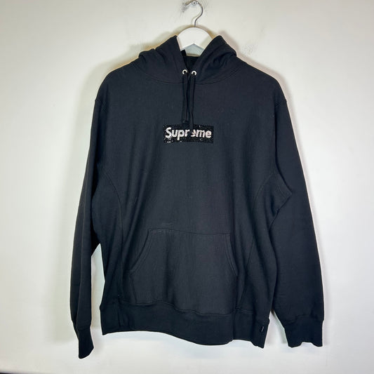 Supreme x Swarovski Black Box Logo Hoodie Size L