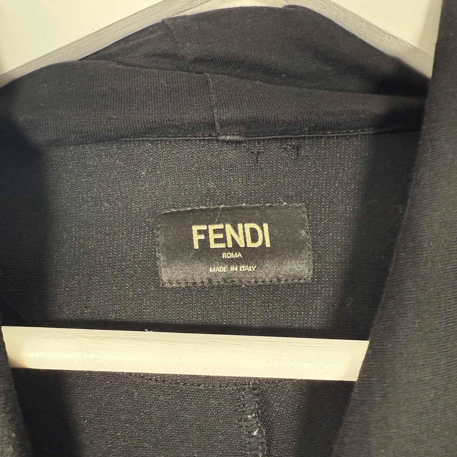 Fendi Black/Yellow Logo Hoodie Size M