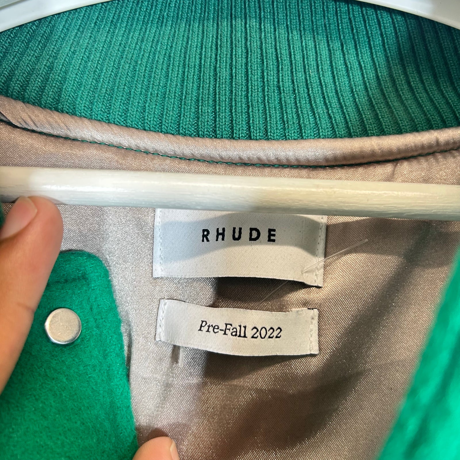 Rhude Green Tile Logo Varsity Jacket Size XL