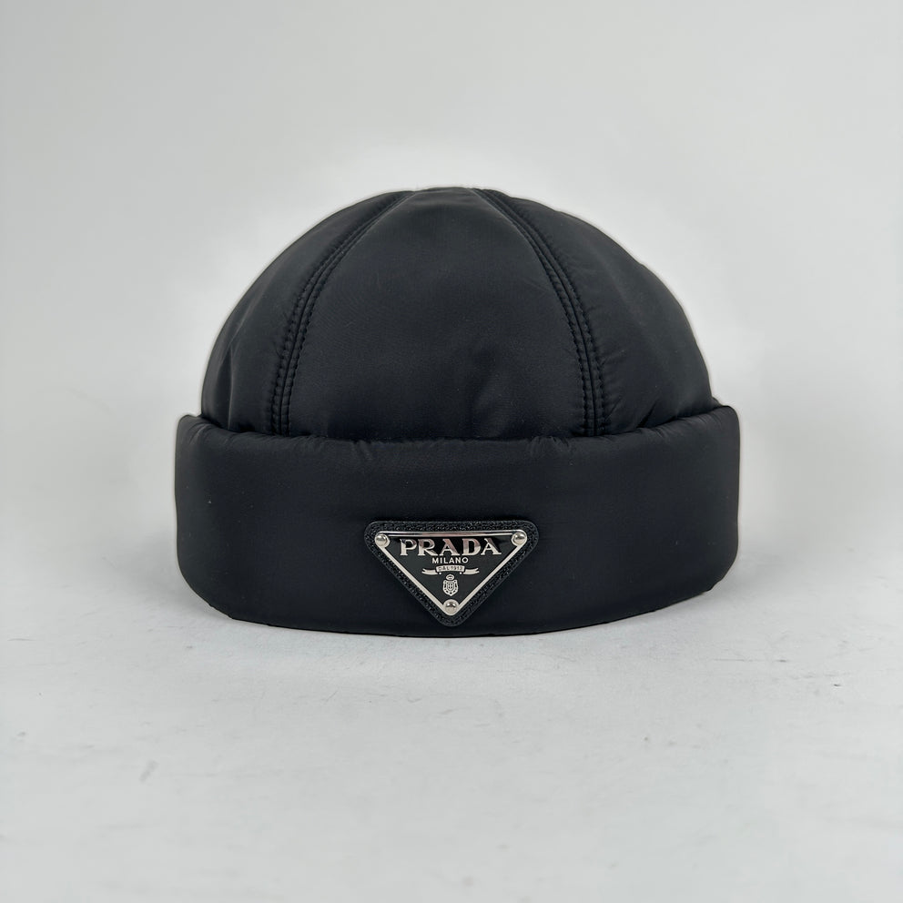 Prada Black Re-Nylon Beanie Size M