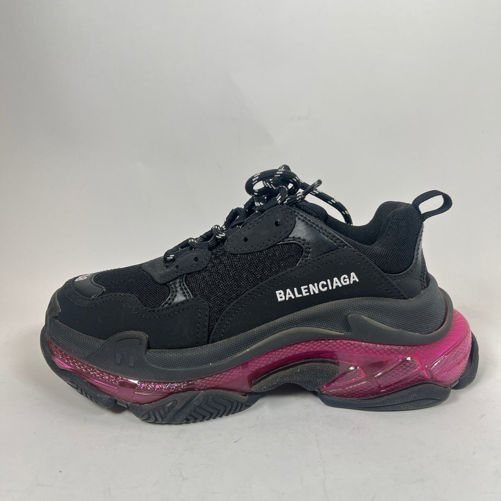 Balenciaga Black/Pink Triple S Sneaker Size 38