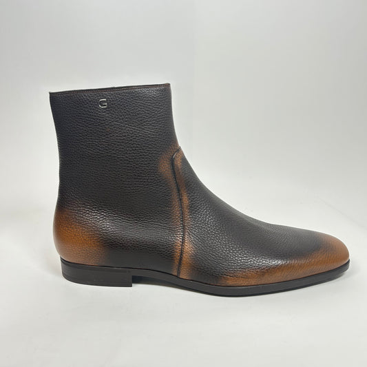 Gucci Brown Leather Gradient Ankle Boot Size GG 11