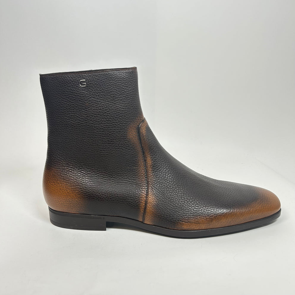 Gucci Brown Leather Gradient Ankle Boot Size GG 11
