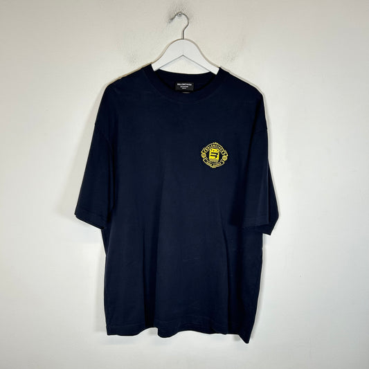 Balenciaga Navy Quest Logo T-Shirt Size L