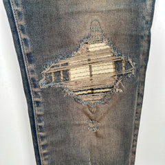 Amiri Blue Washed Plaid MX1 Jeans Size 31