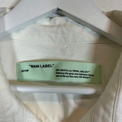 Off-White White/Yellow Construction Tape Button-Up Shirt Size L