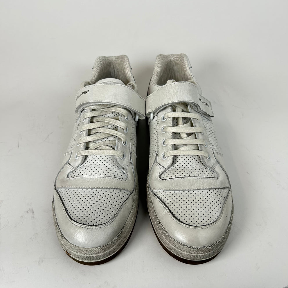 Saint Laurent White SL24 Distressed Low-Top Sneaker Size 45