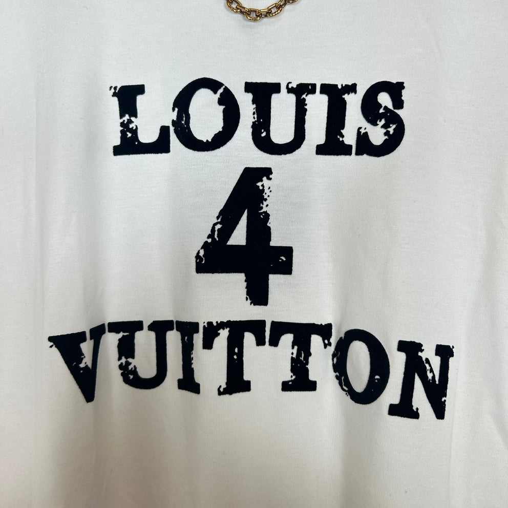 Louis Vuitton White Louis 4 Vuitton Logo Tee Size L