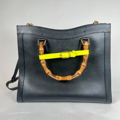 Gucci Black Diana Bamboo Handle Leather Tote Bag