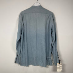 Greg Lauren 'Blue Stuidio Shirt With Mixed Bib' Button Up Shirt Size L