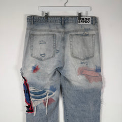 Who Decides War Red/Blue Mural Denim Jeans Size 36