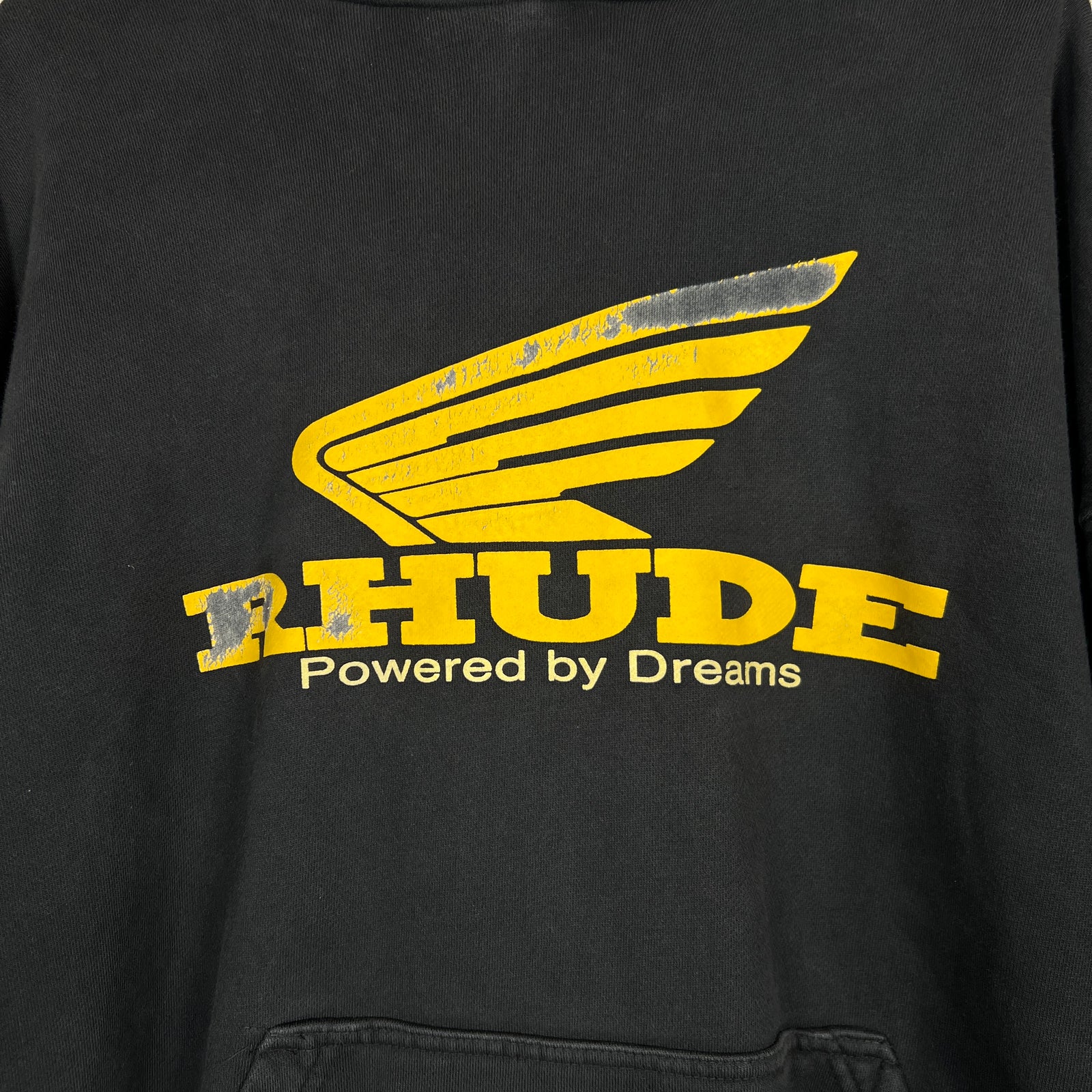 Rhude Black "Powered By Dreams" Hoodie Size L