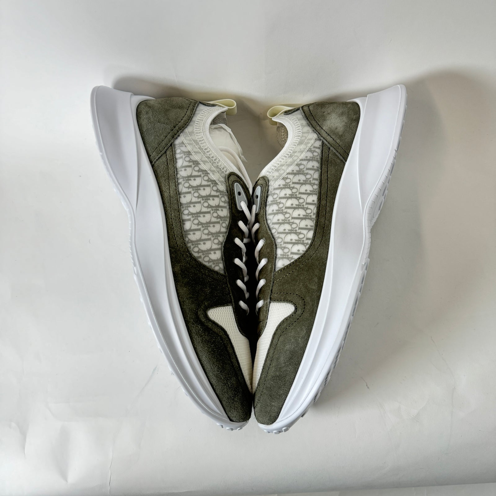 Dior B25 Green Oblique Suede Runners Size 46