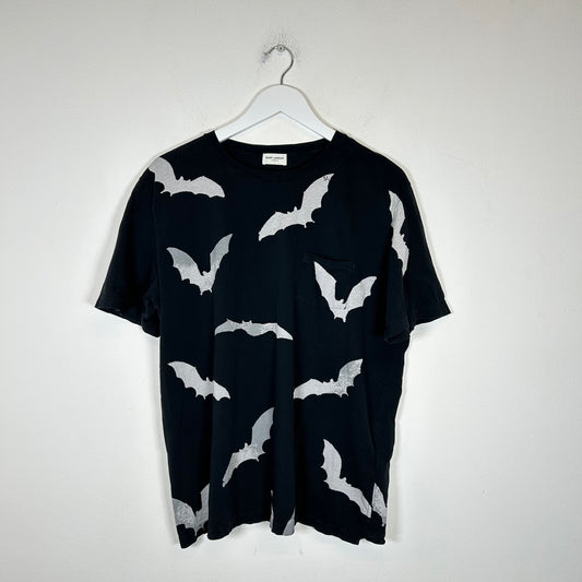 Saint Laurent Paris Black Bat Print Tee Size L