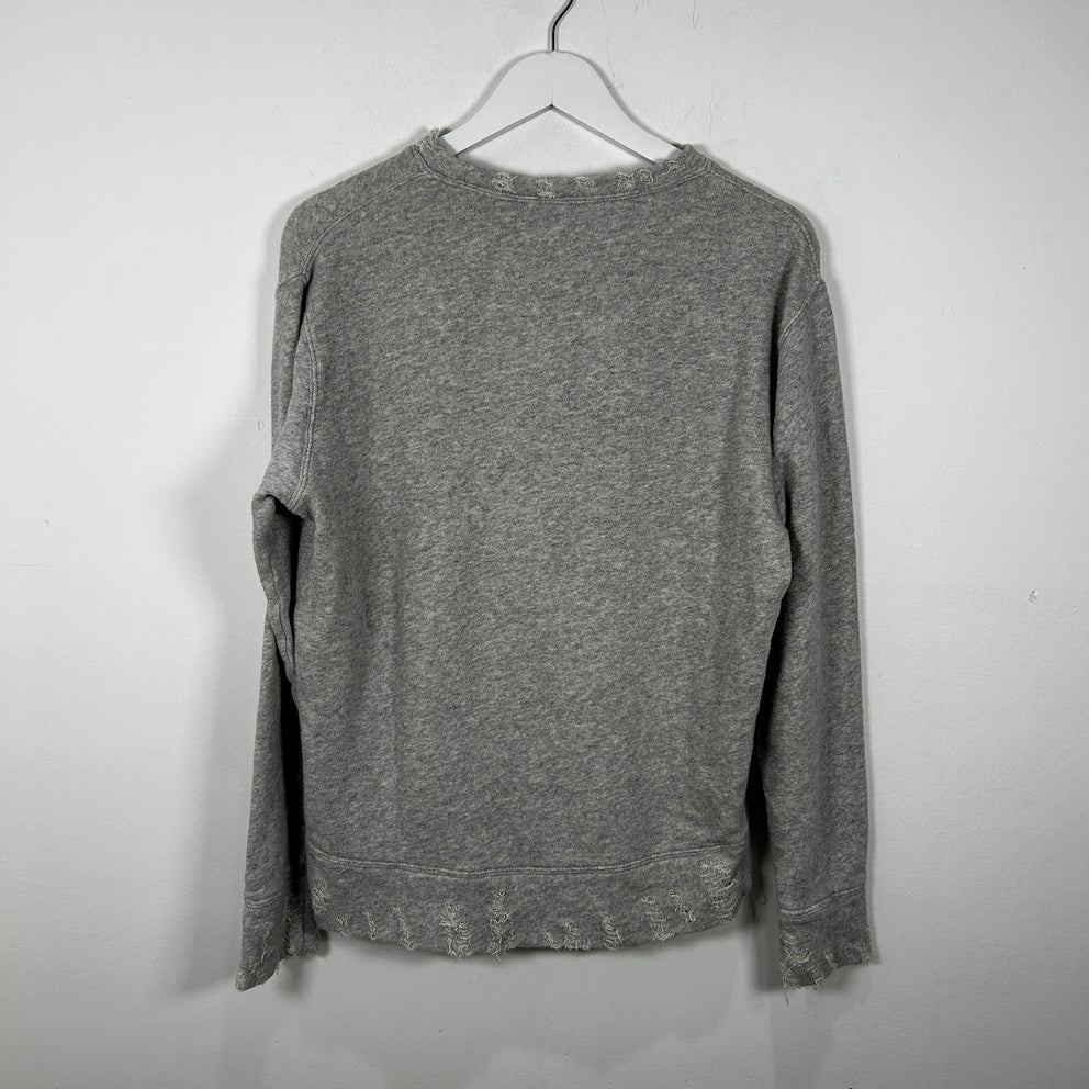 R13 Grey Distressed Crewneck Size S