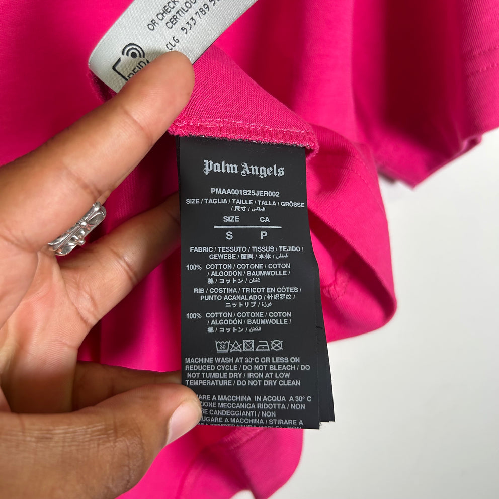 Palm Angels Pink Flame Neck Logo T-Shirt