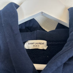 Saint Laurent Navy Logo Tapered Hoodie Size M