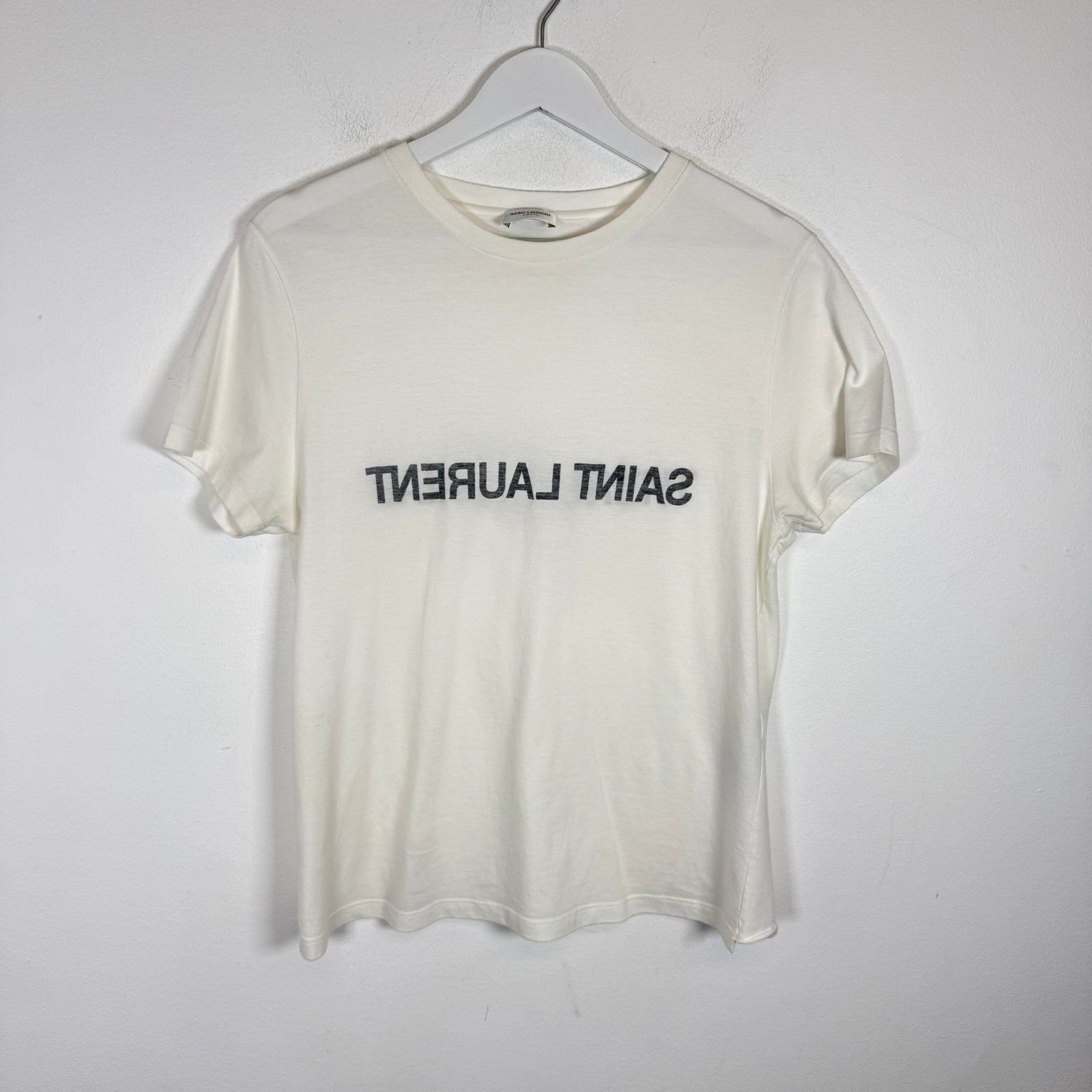 Saint Laurent White Reverse Tee Size S