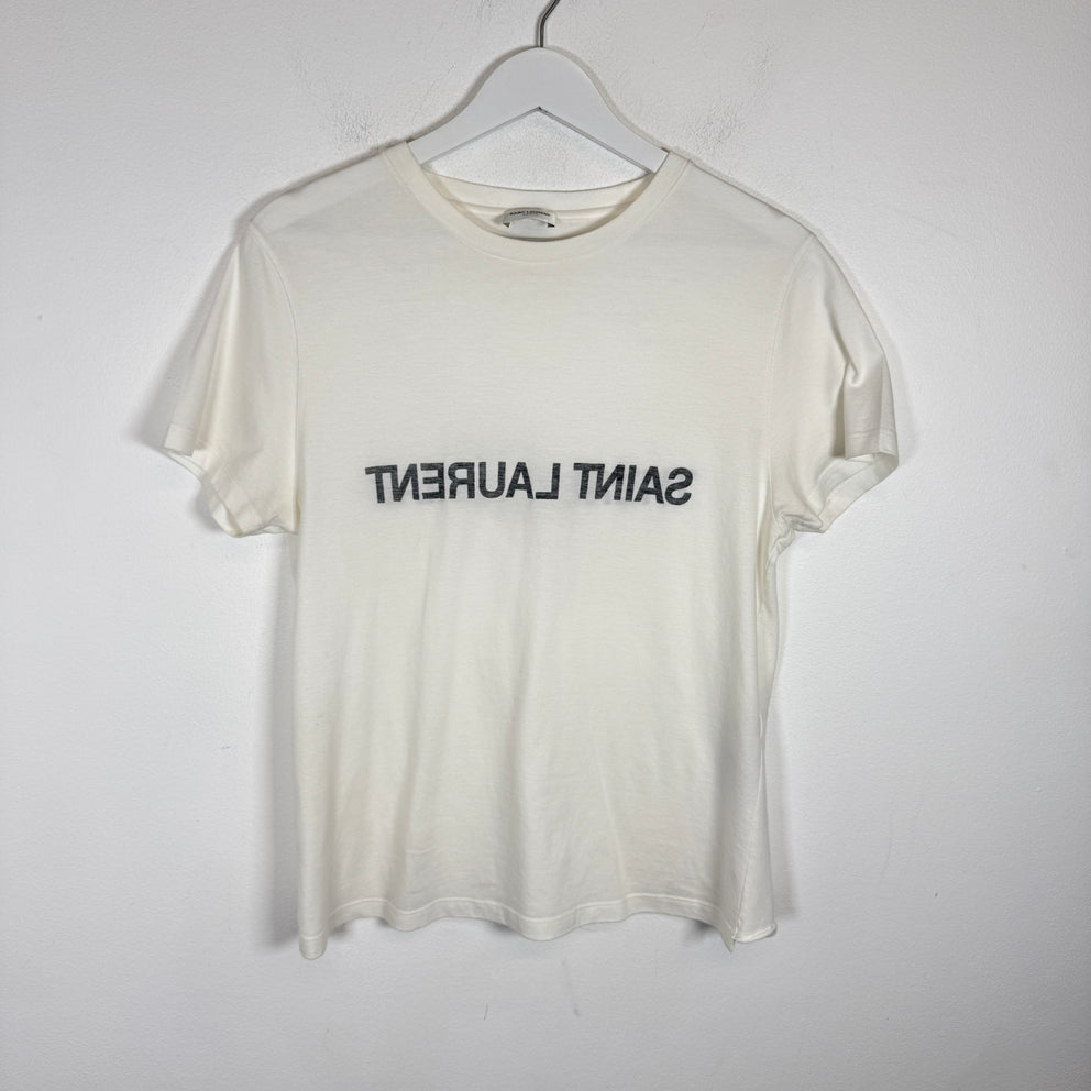 Saint Laurent White Reverse Tee Size S