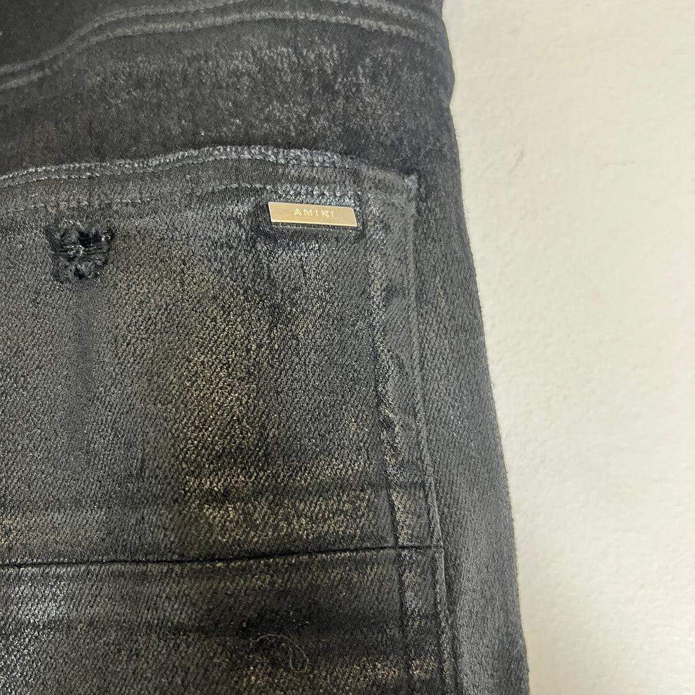 Amiri Black Waxed MX1 Jeans Size 30