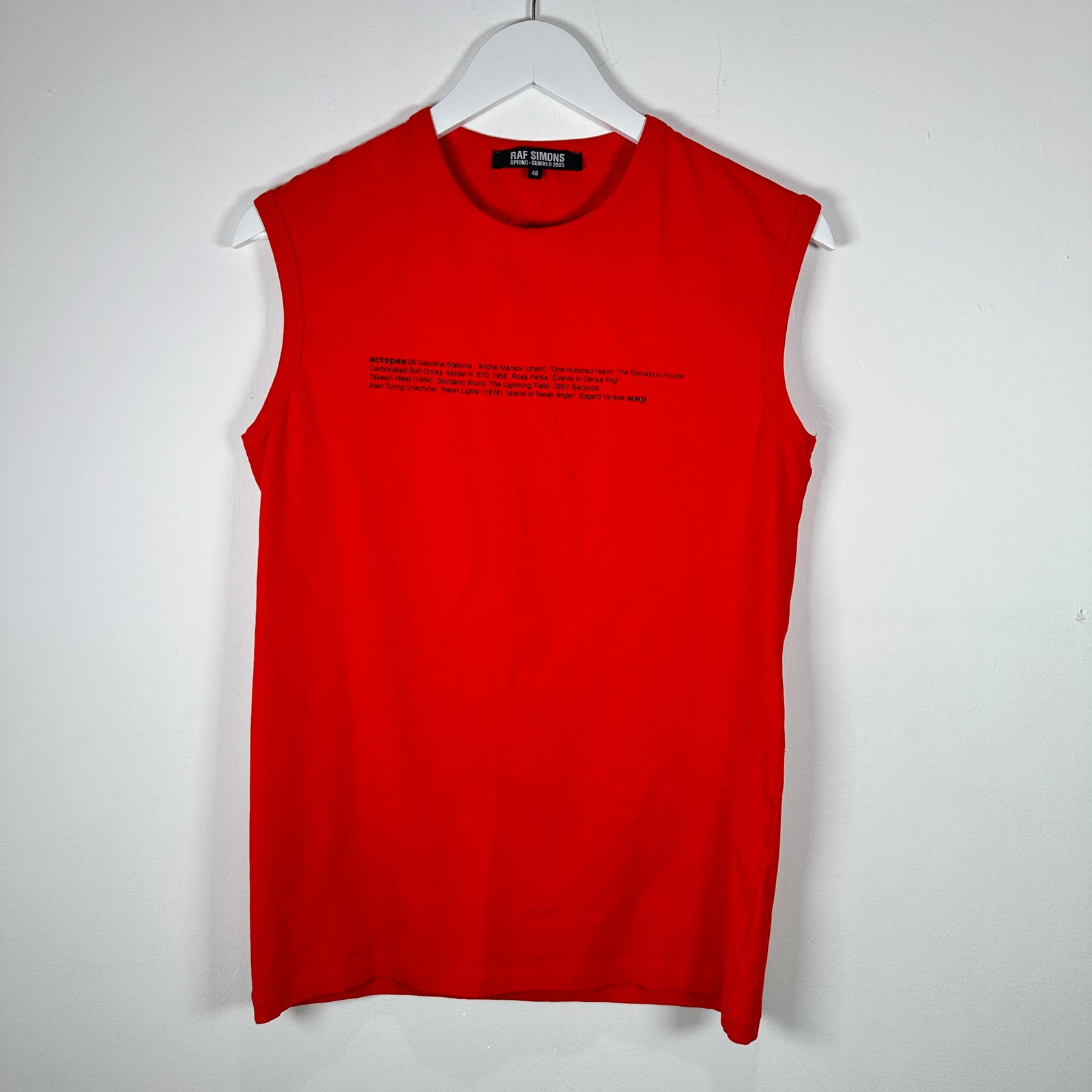 Raf Simons Red SS05 'Definition' Sleeveless Shirt Size 48
